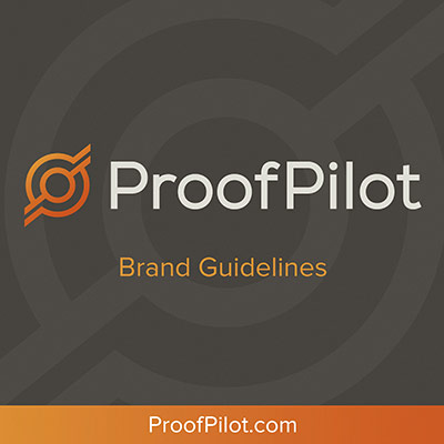cover of the brand guidelines created for ProofPilot as a part of their branding makeover