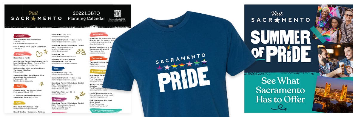 Event Calendar, Tshirt, Display Banner for Visit Sacramento Summer of Pride Campaign
